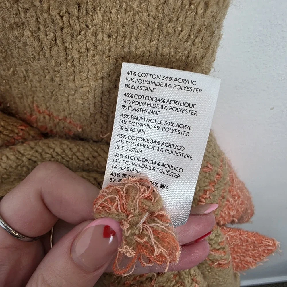 Pilcro Anthropologie Orange Tan Striped Oversized Rugby Texture Tunic Sweater‎ S